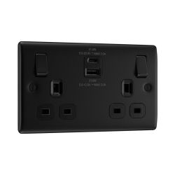 Bg Nexus Matt Black 22W Double Usb Socket A+C