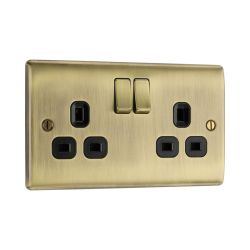Bg Nexus Antique Brass 13A Double Socket