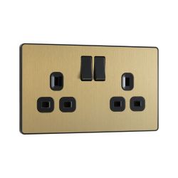 Bg Evolve Satin Brass 13A Double Socket