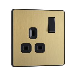 Bg Evolve Satin Brass 13A Single Socket