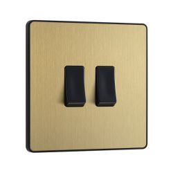 Bg Evolve Satin Brass 20A Double 2 Way Switch
