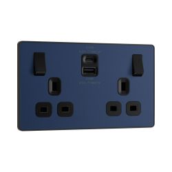 Bg Evolve Matt Blue 22W Double Usb Socket A+C