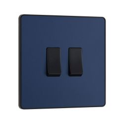 Bg Evolve Matt Blue 20A Double 2 Way Switch