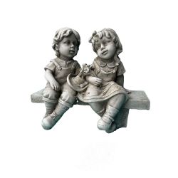 Stone Couple on Bench Ornament 25cm