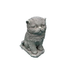 Stone Fluffy Cat Ornament 7cm