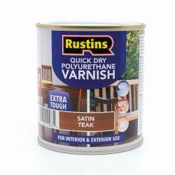 Rustins Quick Dry Polyurethane Varnish Satin Teak 500Ml