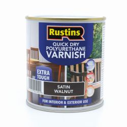 Rustins Quick Dry Polyurethane Varnish Satin Walnut 500Ml