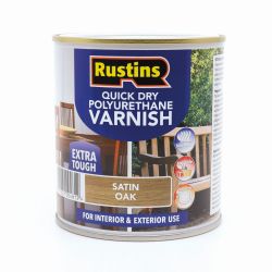Rustins Quick Dry Polyurethane Varnish Satin Oak 500Ml