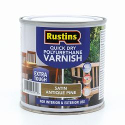 Rustins Quick Dry Polyurethane Varnish Satin Antique Pine 250Ml