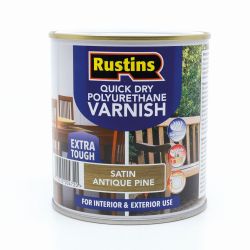 Rustins Quick Dry Polyurethane Varnish Satin Antique Pine 500Ml