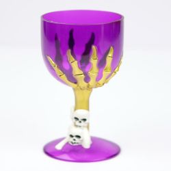 Skeleton Hand Goblet with Skull Purple 38cm