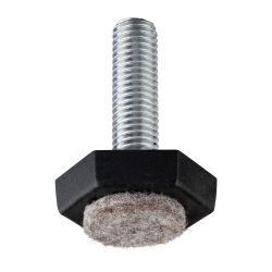 Adjusting Screw with Felt Pad Black M10x35mm 2Pk