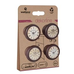 Clock Design Set of Knobs - Walnut 4 Pack