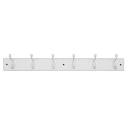 6 Hook Rail MDF & White 450x70mm