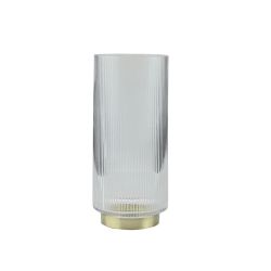 Gold Ribbed Glass Vase