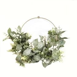 White Berry Wire Wreath 60cm