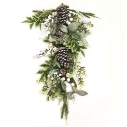 White Berry Swag with Pinecones 71cm
