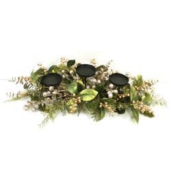 Candle Holder with Gold and Silver Berries 71cm