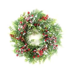 Frosted Red Berry Wreath 55cm