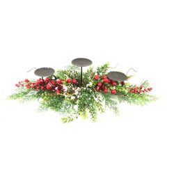 Candle Holder with Frosted Red Berries 76c