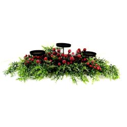 Candle Holder with Frosted Berries 66cm