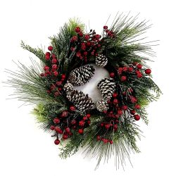 Red Berry and Pinecone Wreath 50cm