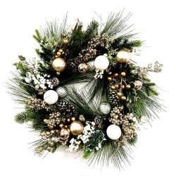 Gold, Silver and White Champagne Wreath 60cm