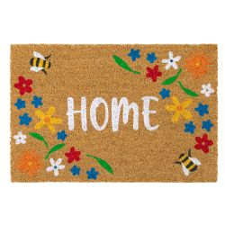 JVL Latex Coir Doormat - Home Floral Design - 40x60cm
