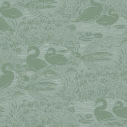 Laura Ashley Swans Jade Green Wallpaper
