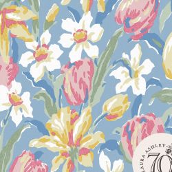 Laura Ashley Tulips China Blue Wallpaper