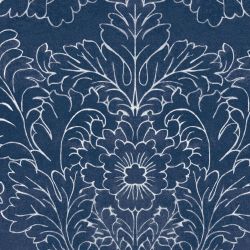 Laura Ashley Silchester Midnight Seaspray Blue Wallpaper