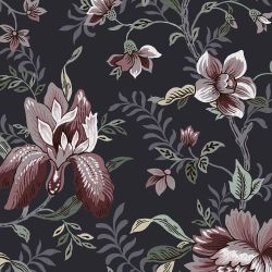 Laura Ashley Editas Garden Charcoal Grey Wallpaper