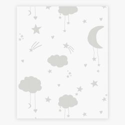 Next Moon & Stars Grey Wallpaper