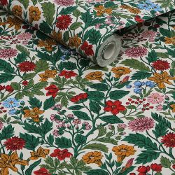 Joules Arts and Crafts Floral Rainbow Wallpaper