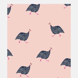 Joules Guinea Fowl Blush Pink Wallpaper