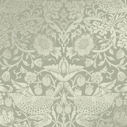 William Morris At Home Strawberry Thief Fibrous Sage Wallpaper