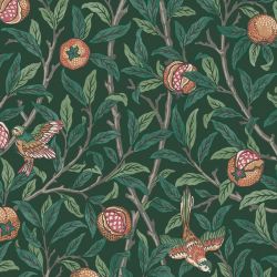 William Morris At Home Bird & Pomegranate Deep Green Wallpaper
