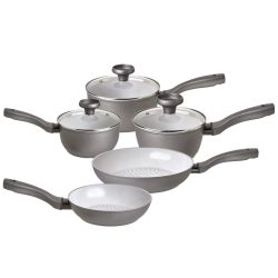 EARTHPAN 5PCE SET 16,18,20CM PANS, 20CM,28CM FRY