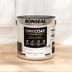 Ronseal One Coat Everywhere Paint Pure Brilliant White Matt 2.5L