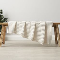 Ribbon Velour Throw - Cream