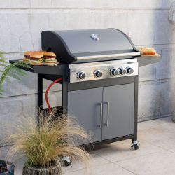 Omaha 4 Burner Gas BBQ with 1 Side Burner