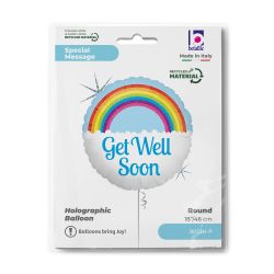 Get Well Soon Rainbow Foil Balloon 18"