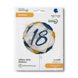 Glitter Holo Blue 18 Foil Balloon 18"