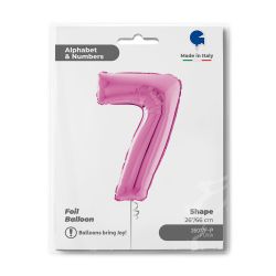 Number 7 Metallic Pink Foil Balloon 26"