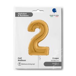 Number 2 Gold Foil Balloon 26"