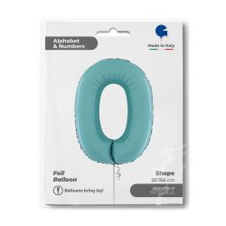 Number 0 Pastel Blue Foil Balloon 26"