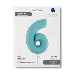 Number 6 Pastel Blue Foil Balloon 26"