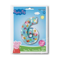 Peppa Pig Number 6 Foil Balloon 26"