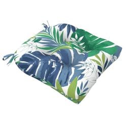 Blue & Green Leaf Pattern  Seat Cushion