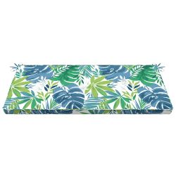 Blue Leaf Pattern Bench Cushion
